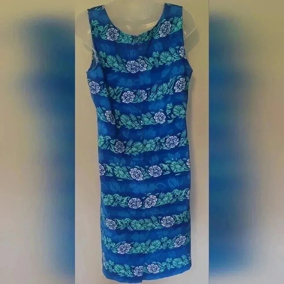 VTG Sag Harbor, Blue Floral Sheath Shift Midi dress Womens Sz 10 NWOT - Picture 6 of 10